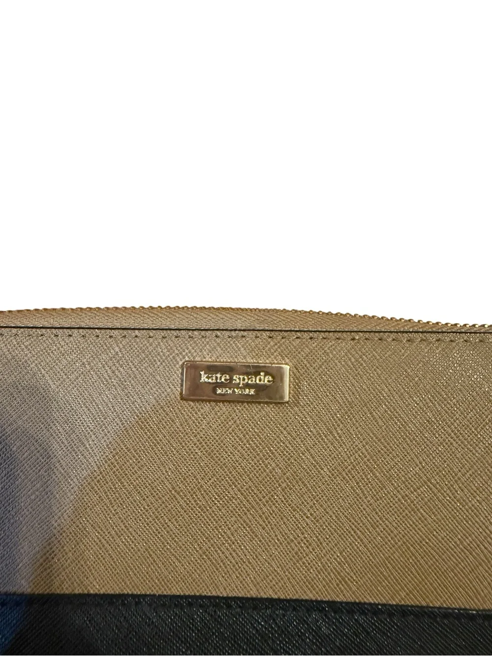Kate Spade Two-Tone Zip Around Wallet — Taupe & Black